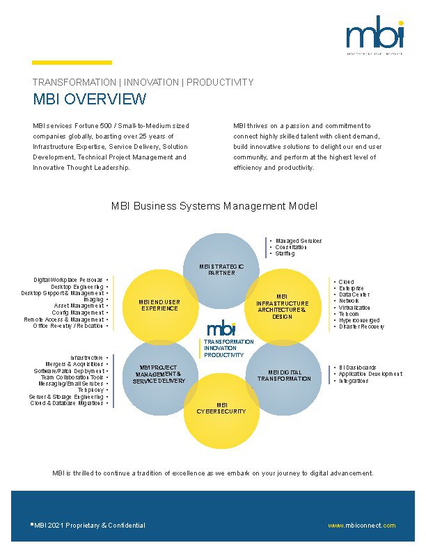 MBI Business Systems Management Model Overview