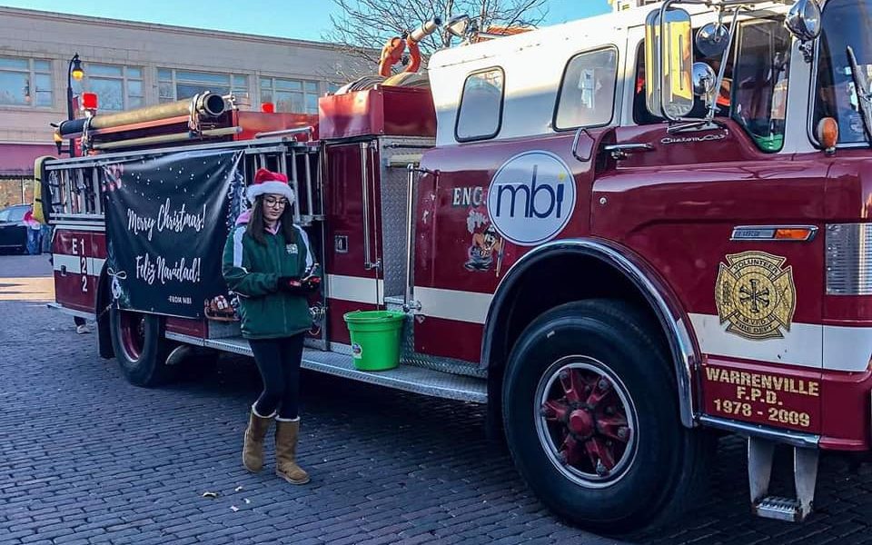 Fire truck decorated decorated for Christmas Parade